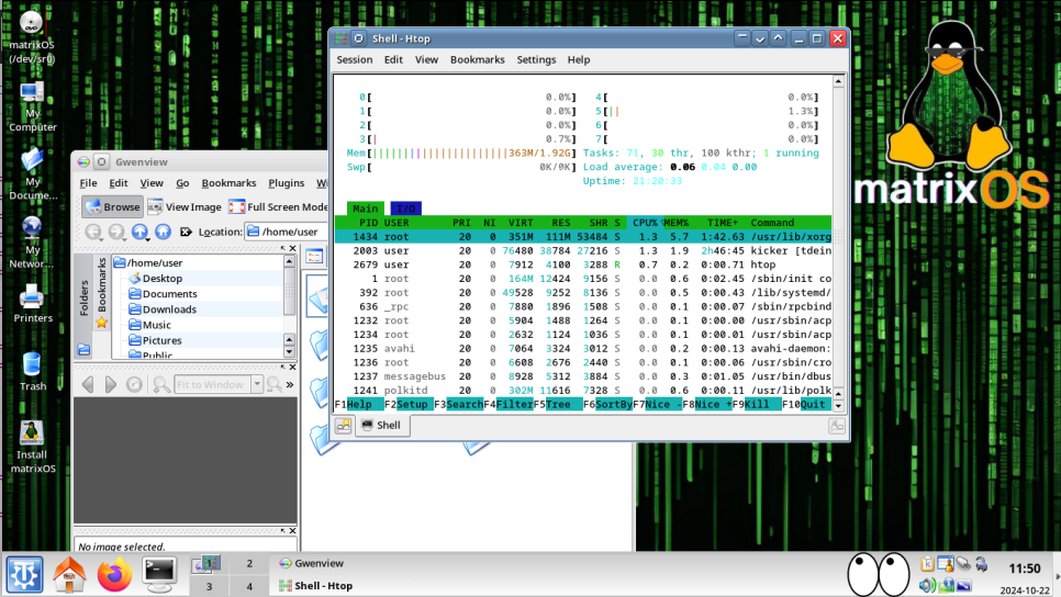 matrixOS Live-ISO screenshot